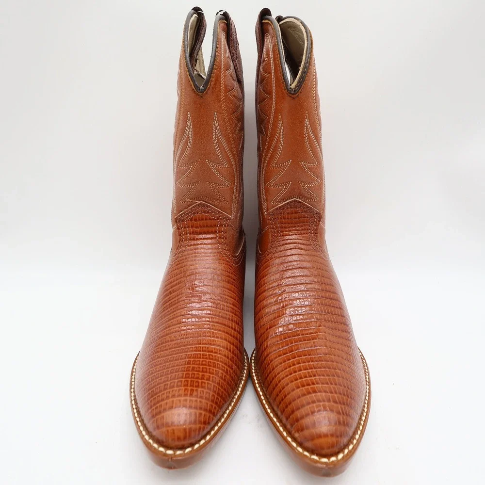 Acme Vintage Western Cowboy Boots Kids 2.5 D Brown Leather Deadstock NWT